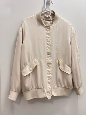 & Other Stories Light Beige Bomber Jacket women’s size 10